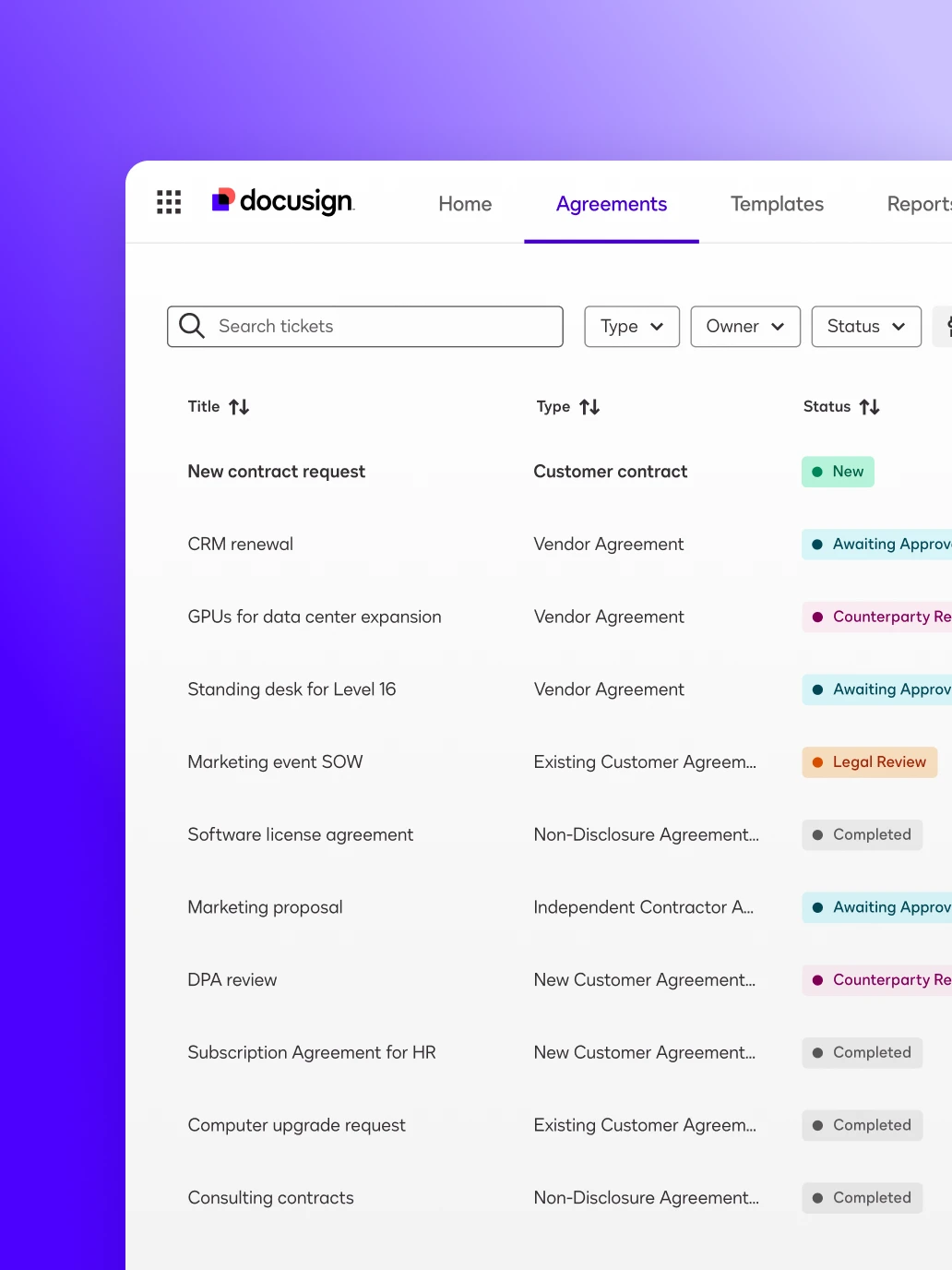 Docusign UI IAM for Procurement - Create