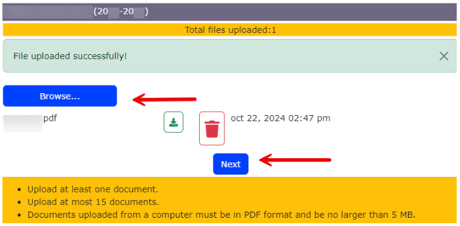 Student Transfer - upload successful