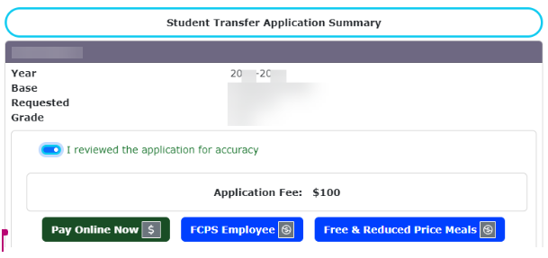 Student Transfer application review and pay