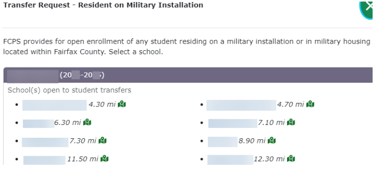 Student Transfer - select school