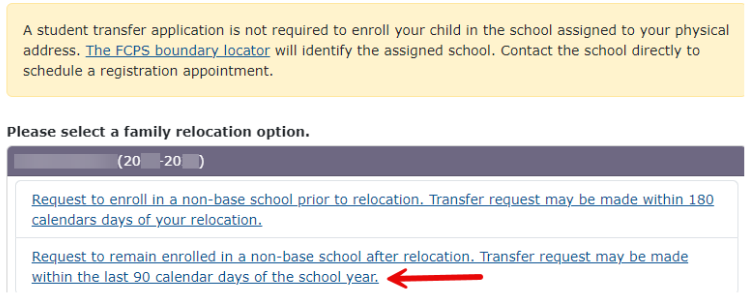 Student Transfer - Select second option