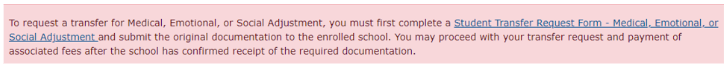 Student Transfer - message If required documentation is not found