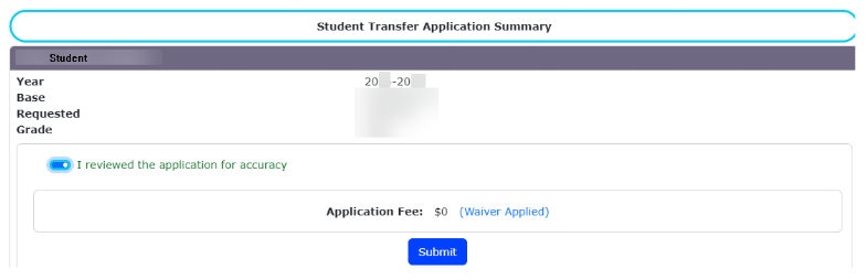 Student Transfer employee review and submit