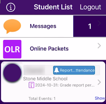 ParentVUE Mobile App Student List Screen