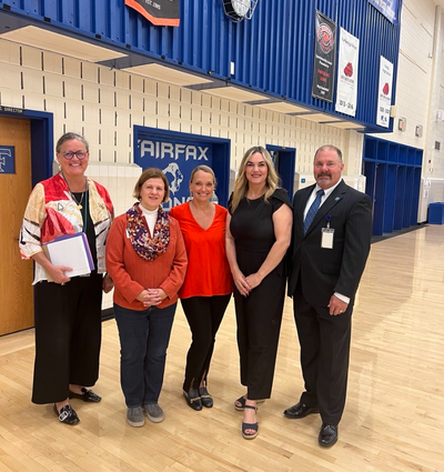 Multilingual Career Fair at Fairfax High School - Dr. Reid with a group.