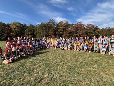 Large group of students at 2024 Cross Country championships. 