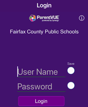 ParentVUE Mobile App Login Screen