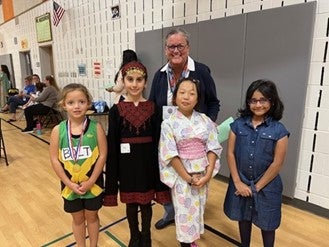 Dr. Reid with students at the Fox Mill Elementary Jubilee. 