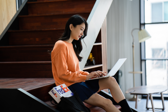 A woman working at a desk