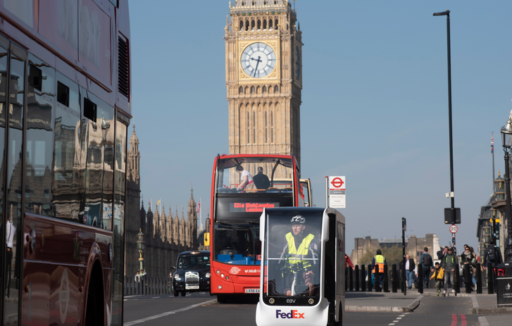 FedEx courier riding an ebike in London
