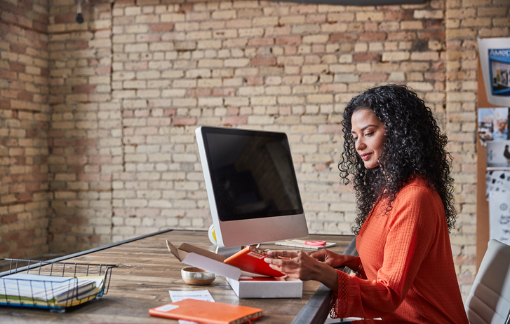 woman on computer