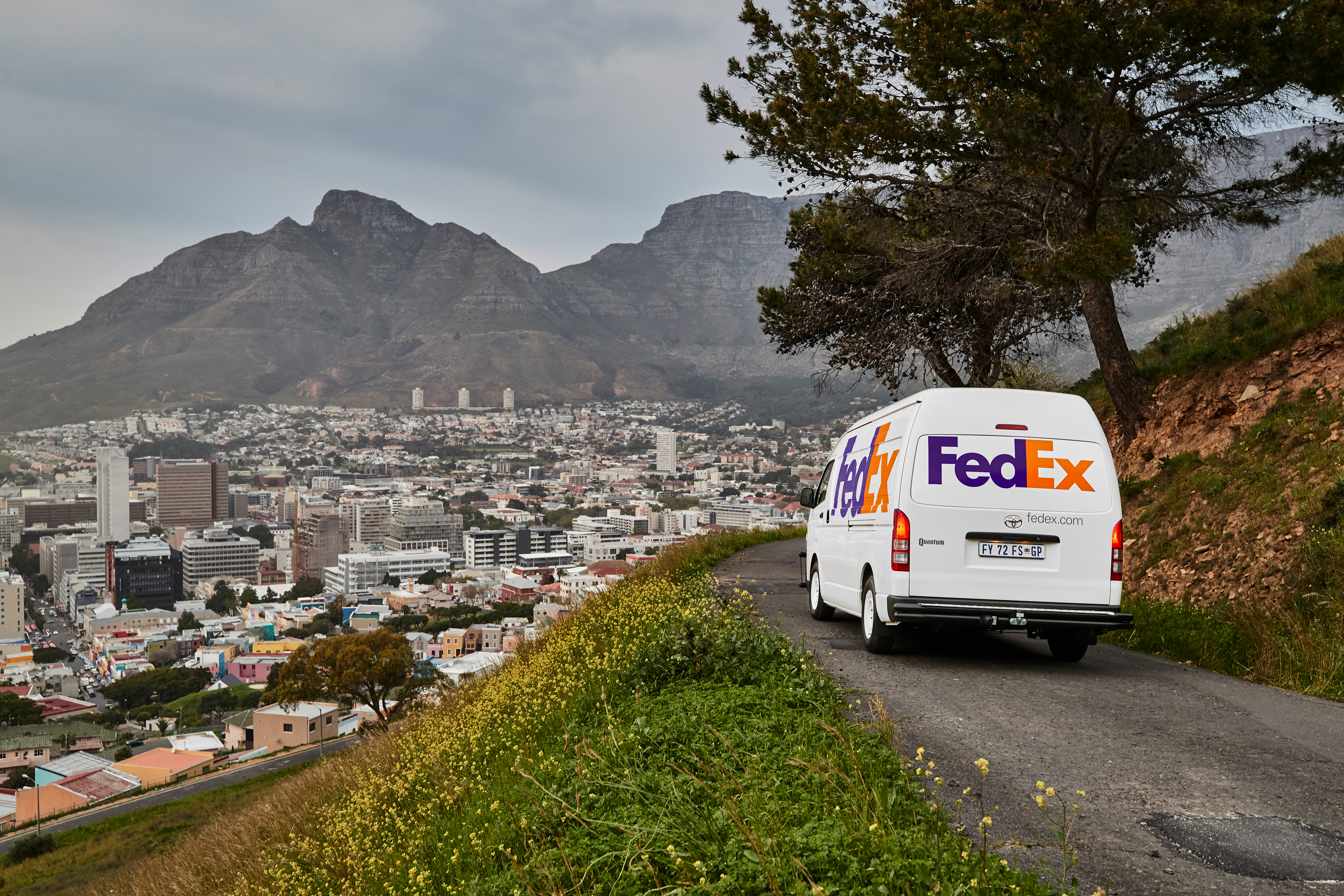 Fedex Van drive on road