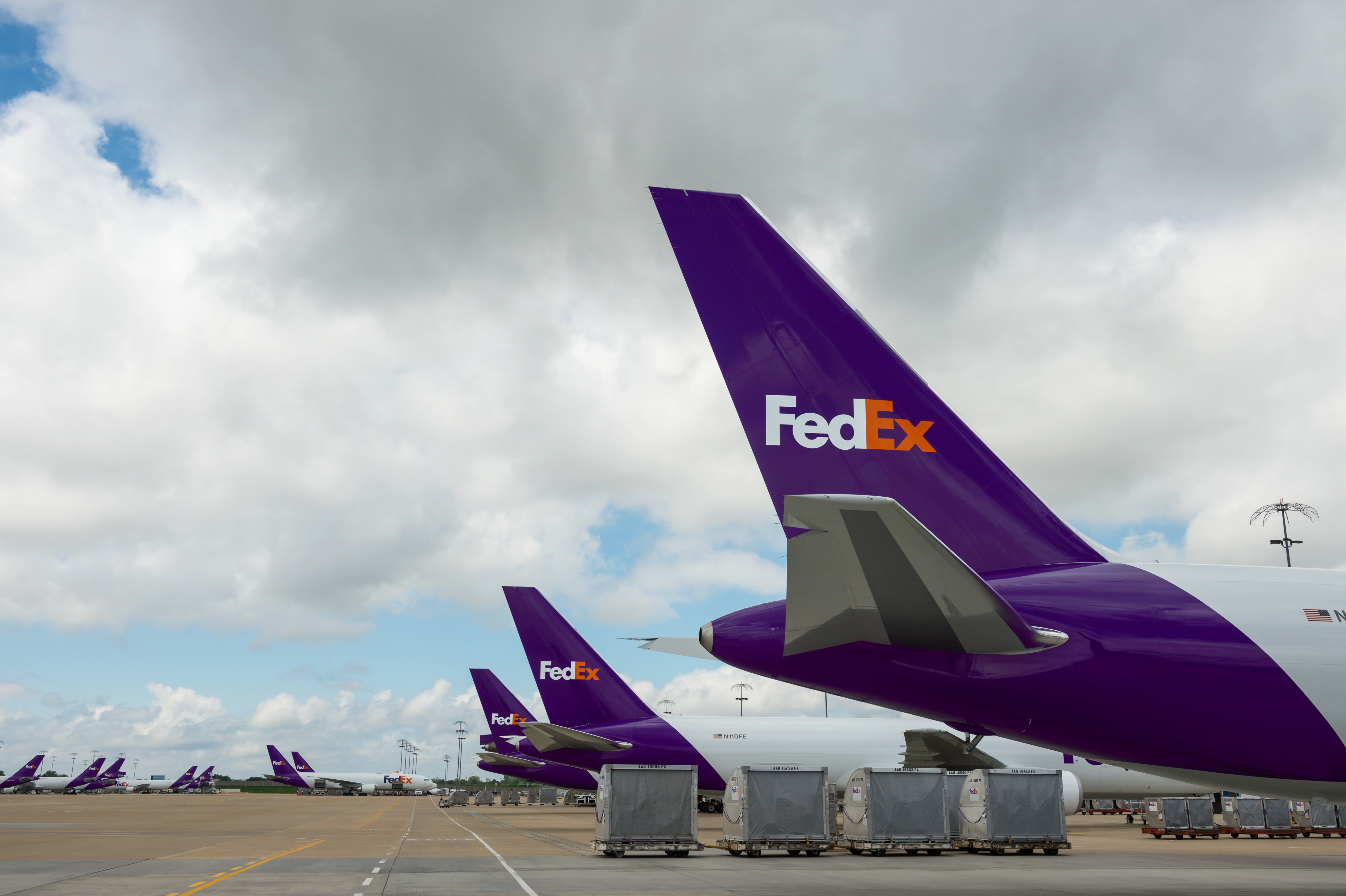 FedEx airplanes on a runway