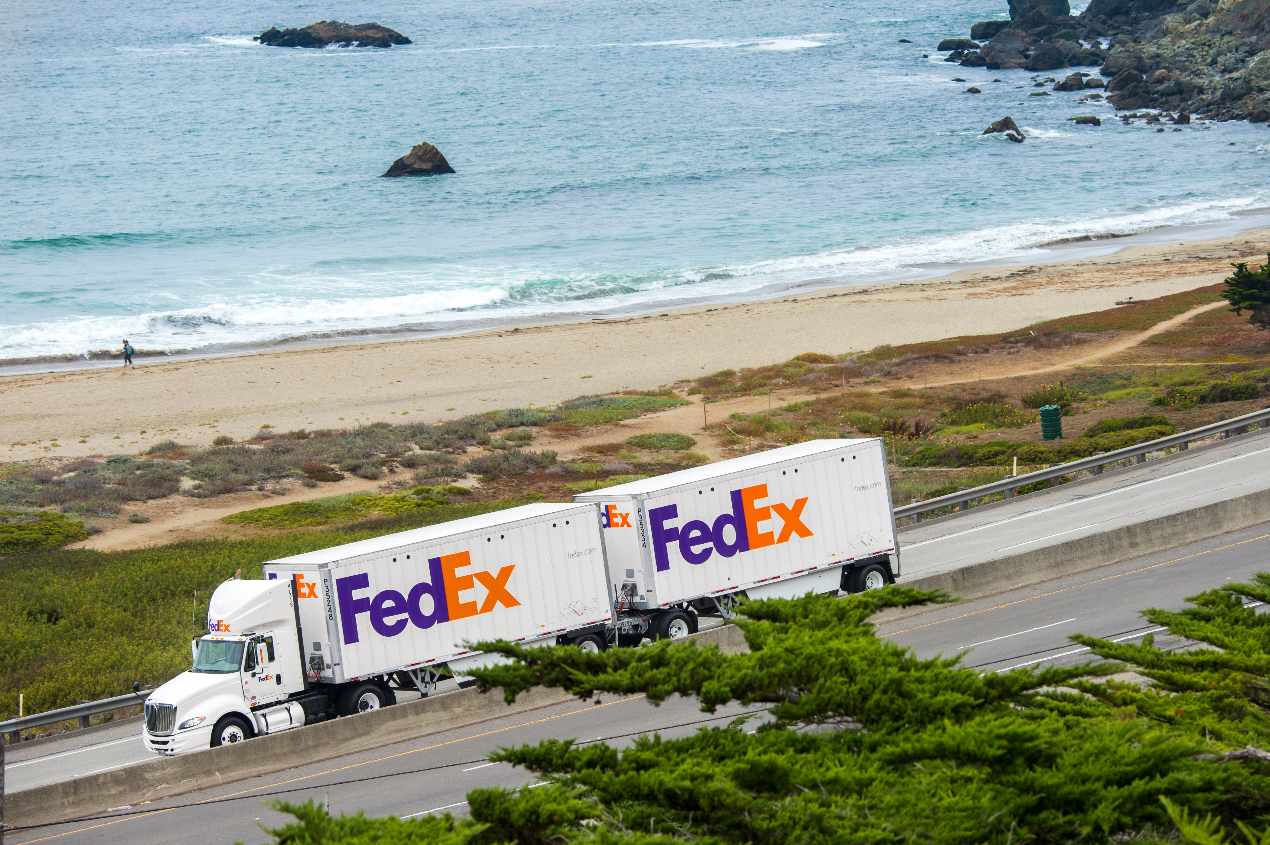 FedEx Freight truck traveling down highway