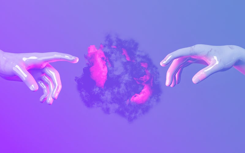 two hands reaching for one another