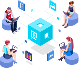 four people working together in an agency