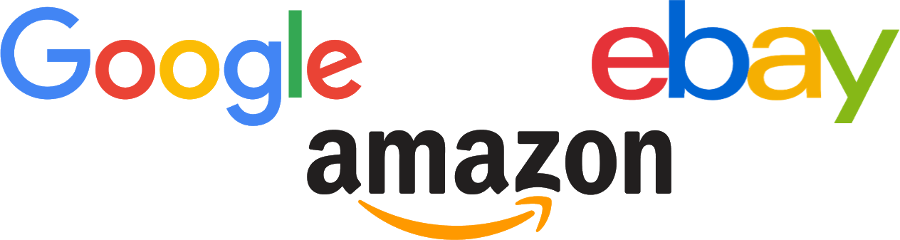 Google, Ebay and Amazon logos