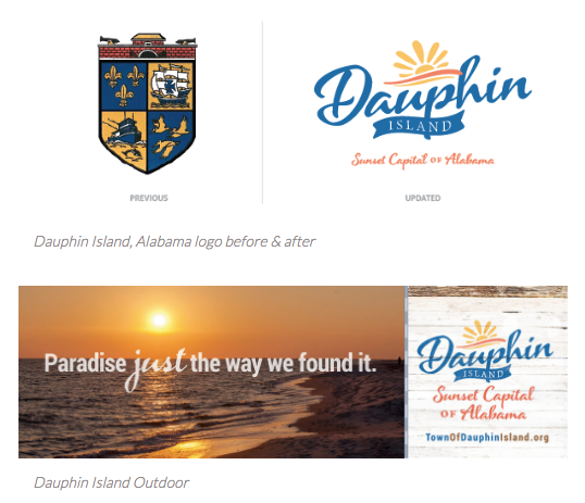 Dauphin Island logo and tagline rebrand