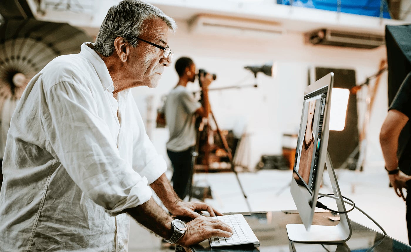 man working on computer