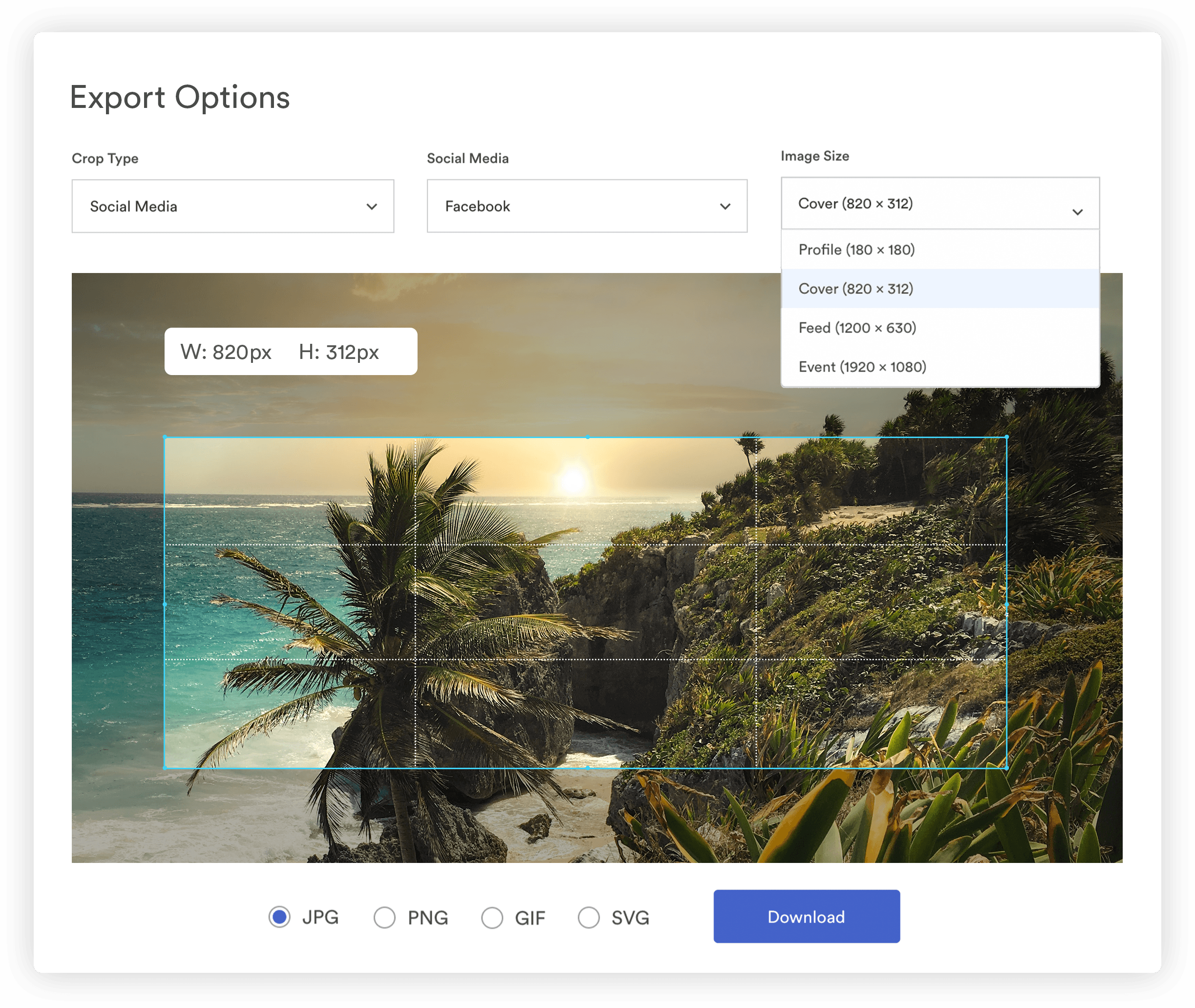 export preset options
