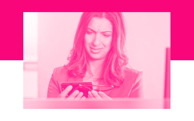 woman looking at hard drive