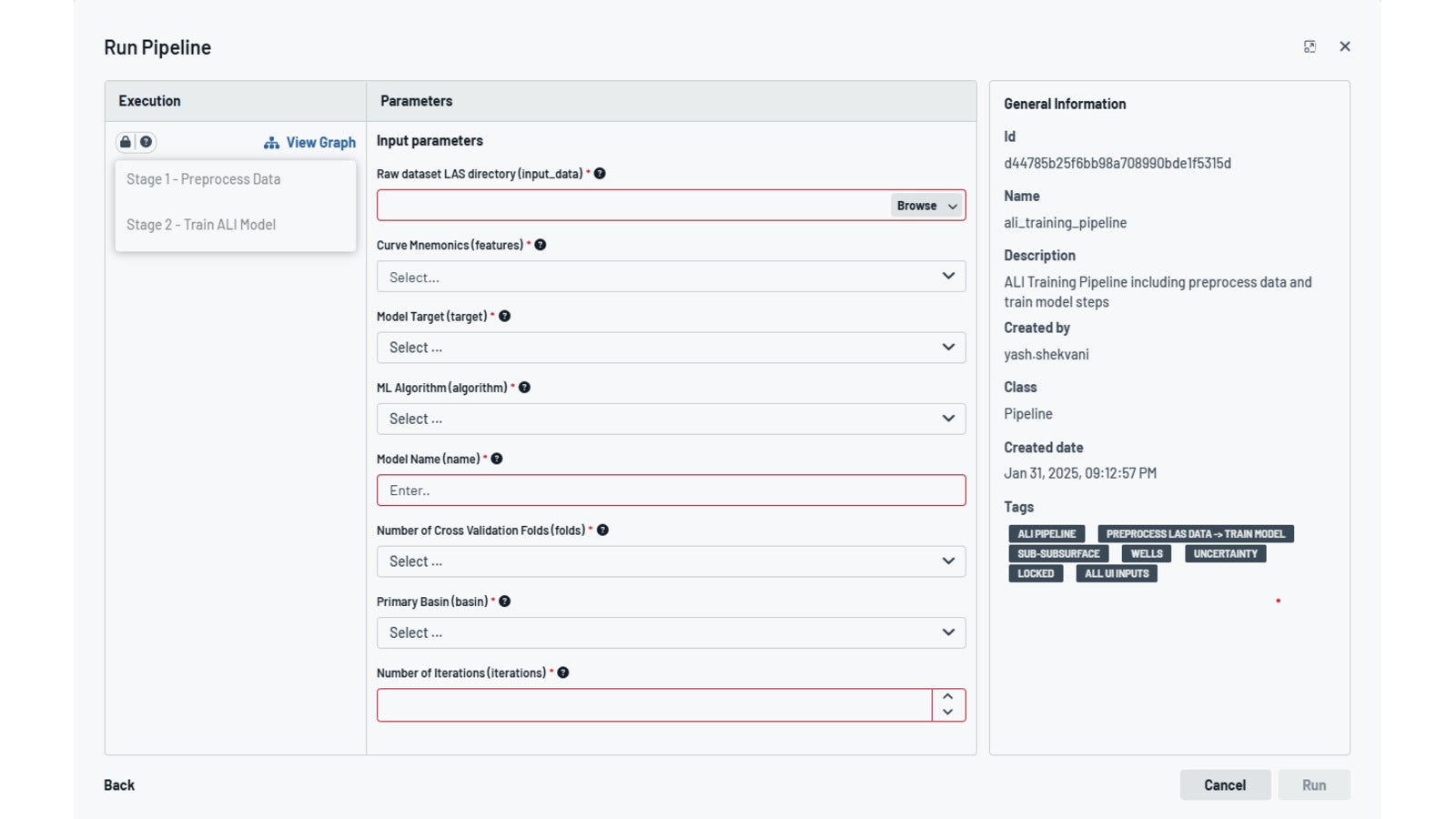 Model training pipeline in DS365.ai
