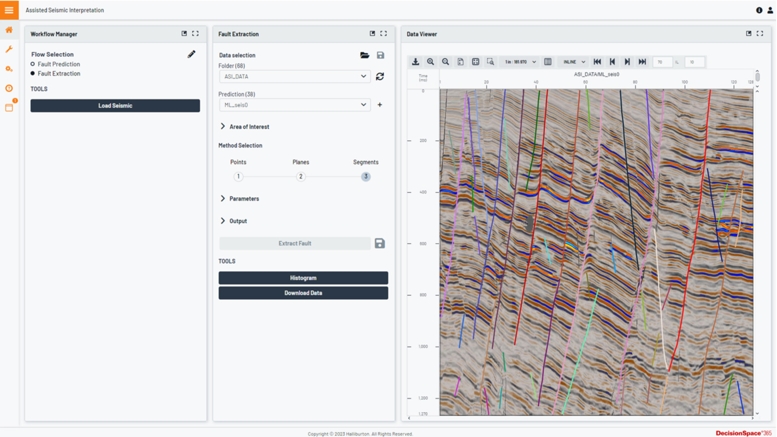 Fault extraction dashboard view of Assisted fault interpretation