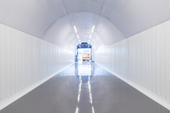 An empty arch with white lining