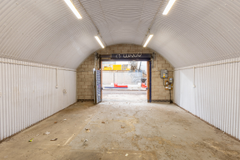 An empty arch with white lining