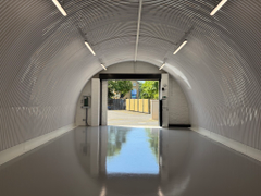An empty arch with white lining