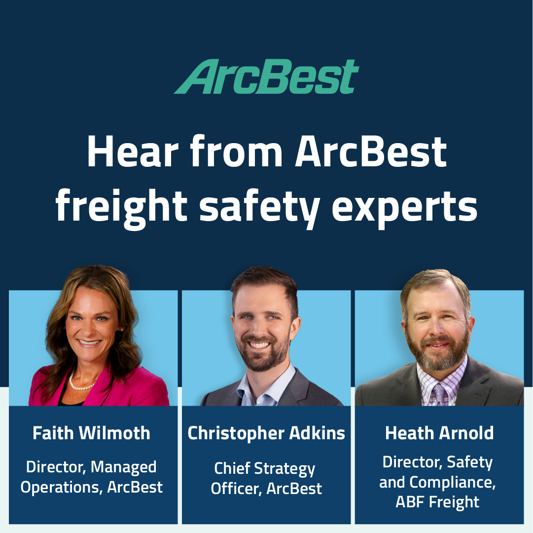 ArcBest Freight Safety Webinar thumbnail, showing photos of the speakers