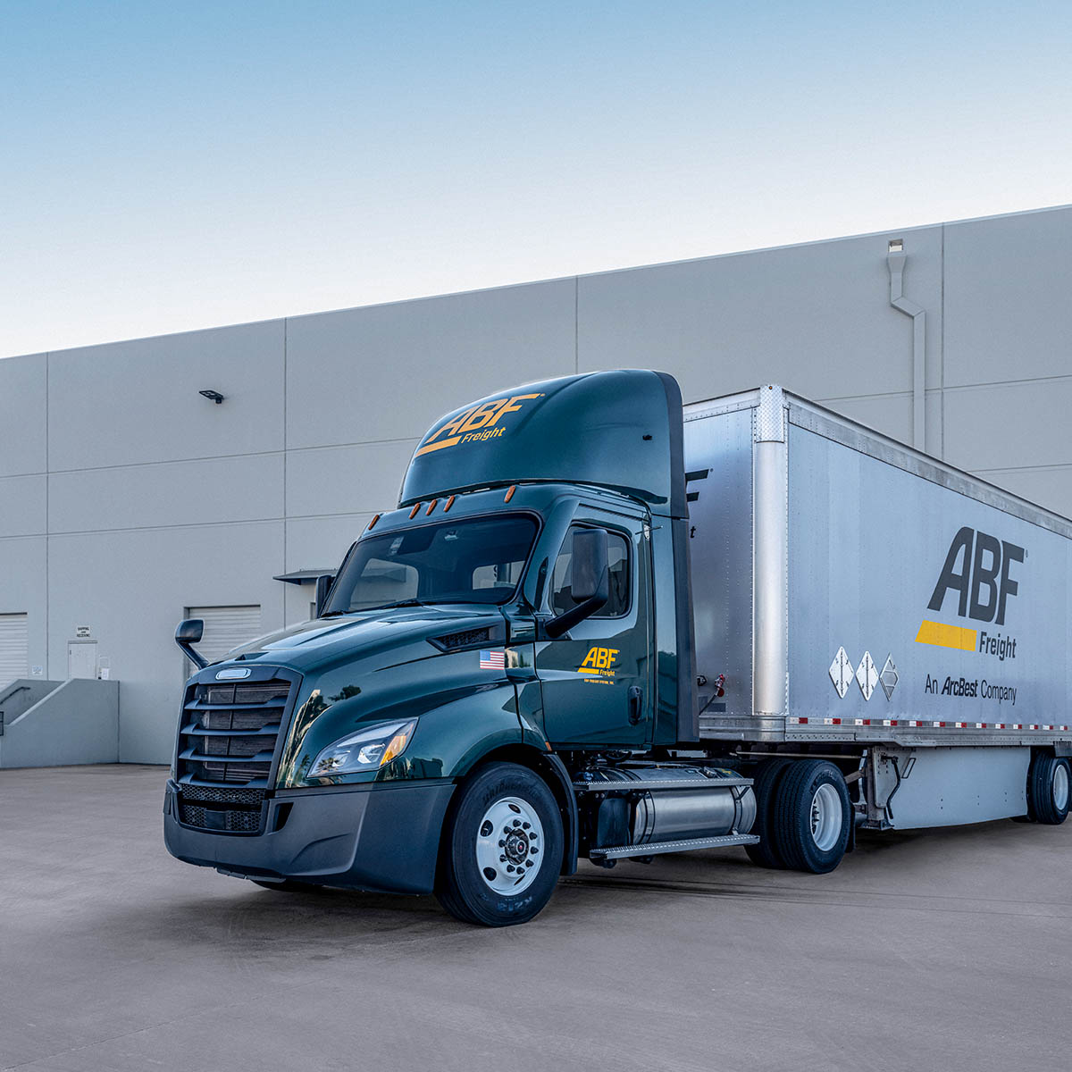 ABF Freight LTL truck in a parking lot.