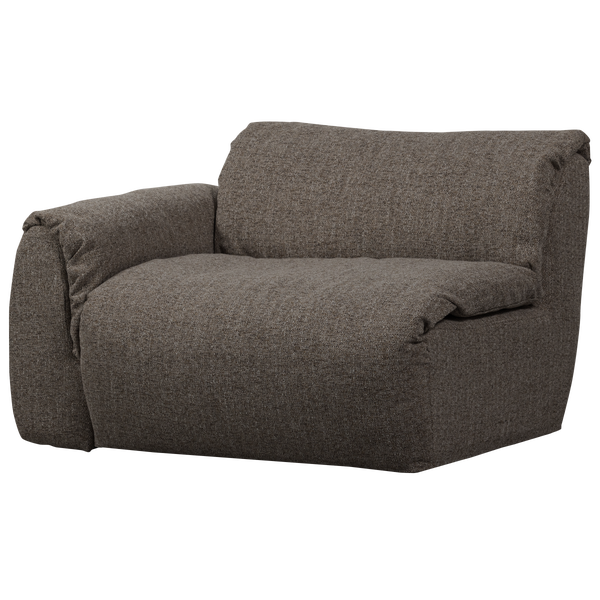 Afbeelding van BAGGY 1-ZITS MET ARM LINKS GEWEVEN STOF WARMGRIJS MELANGE