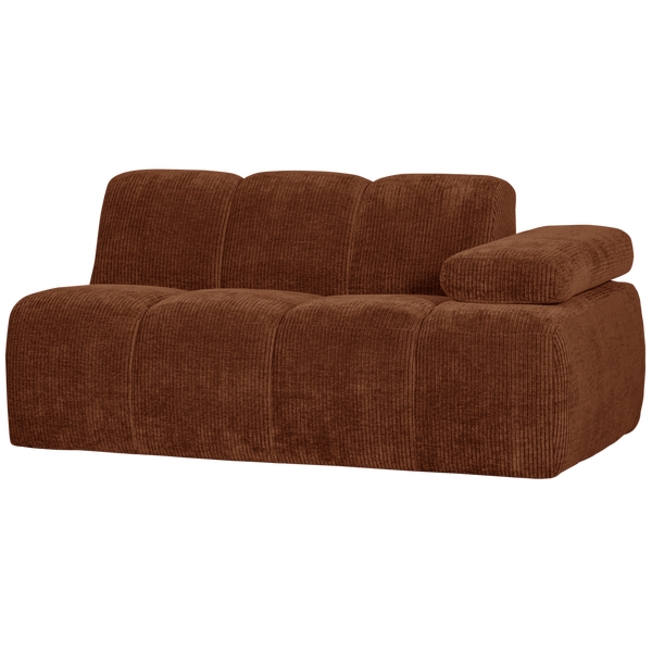 Image of MOJO 1,5-SEATER WITH ARM RIGHT WOVEN RIB FABRIC RUST BROWN