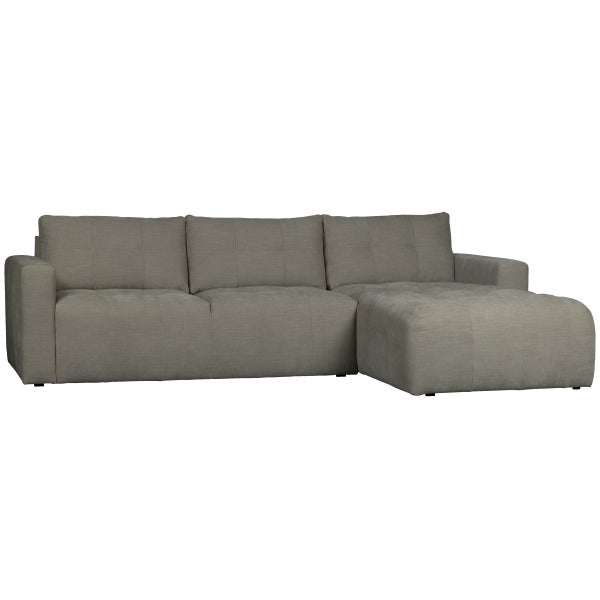 Image of BAR CHAISE LONGUE SOFA WOVEN FABRIC RIGHT WARM GREY