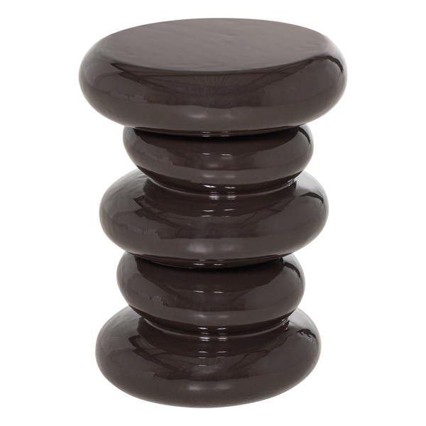 Image de KIVO TABLE D'APPOINT MÉTAL HAUT BRILLANT BRUN FONCÉ