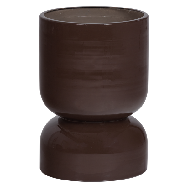 Bild von TOVAL PFLANZENTOPF NIEDRIG METALL GLANZ LILA/BRAUN