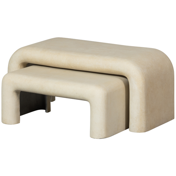 Image of SET OF 2 - STANI COFFEE TABLES FIBER CLAY NATURAL