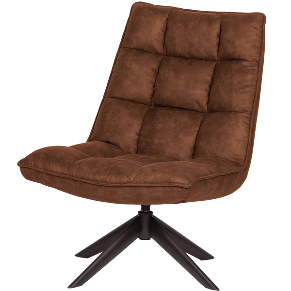 Image of JOUKE SWIVEL ARMCHAIR IMITATION LEATHER COGNAC