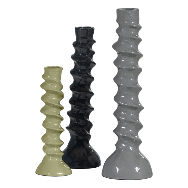 Image de BEXI BOUGEOIR METÁL GRIS/VERT - SET DE 3