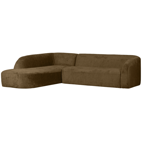 Image of SLOPING CORNER SOFA LEFT STRUCTURE VELVET BRASS