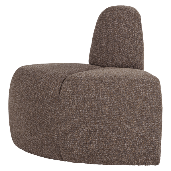 Afbeelding van MOJO EETBANK HOEK ROND RUGLEUNING BOUCLÉ BRUIN MELANGE [fsc]