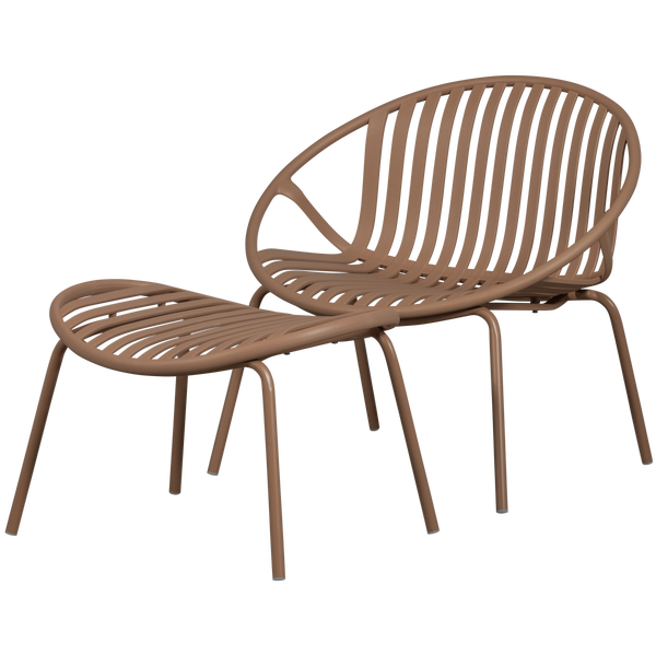Afbeelding van BRUCE TUIN FAUTEUIL + HOCKER PP/METAAL ZALM ROZE