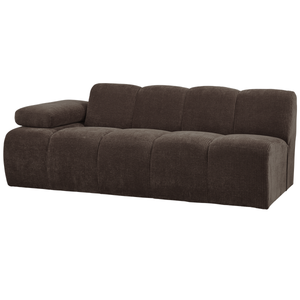 Image of MOJO 2-SEATER WITH ARM LEFT WOVEN RIB FABRIC BROWN