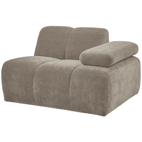 Image of MOJO 1-SEATER WITH ARM RIGHT WOVEN RIB FABRIC DARK SAND