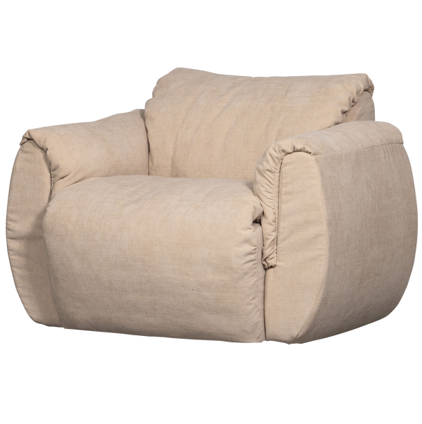 Image of BAGGY SWIVEL ARMCHAIR WOVEN CHENILLE SAND