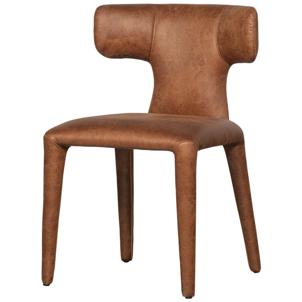 Image of PERMIT DINING CHAIR LEATHER LOOK COGNAC
