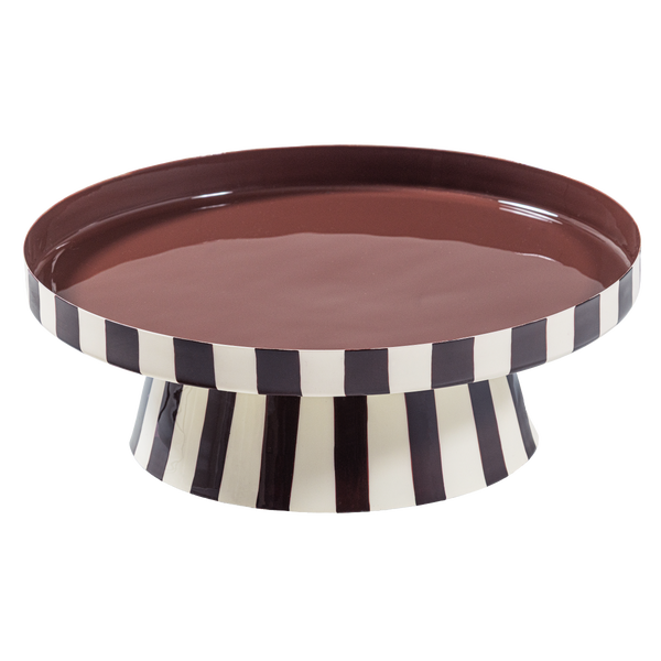 Image of ELDA PLATEAU/BOWL METAL HIGH GLOSS STRIPES BROWN/YELLOW