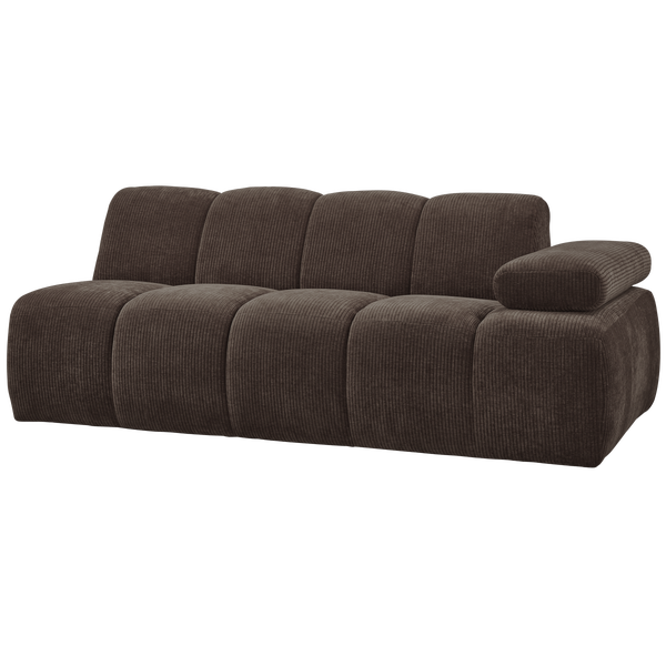 Image of MOJO 2-SEATER WITH ARM RIGHT WOVEN RIB FABRIC BROWN