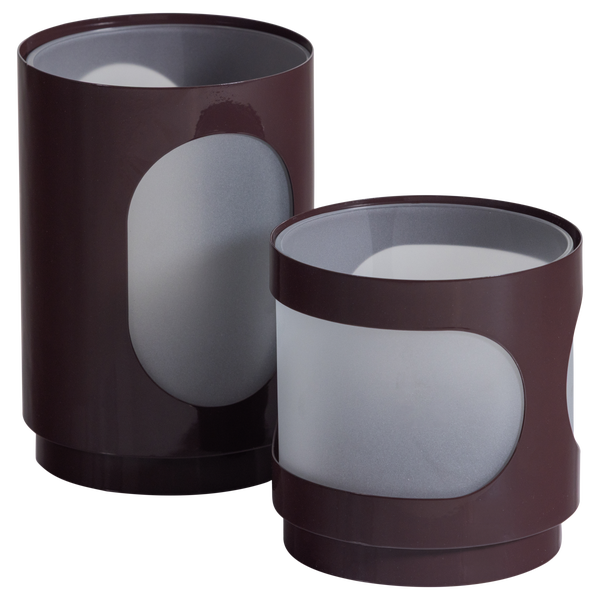 Image de TAVO BOUGEOIRS EN METAL/GLAS BRUN - SET DE 2